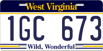 WV license plate 1GC673