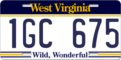 WV license plate 1GC675