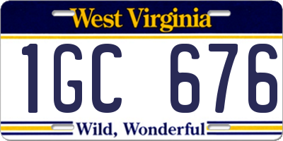 WV license plate 1GC676