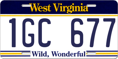 WV license plate 1GC677