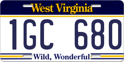 WV license plate 1GC680