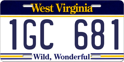WV license plate 1GC681