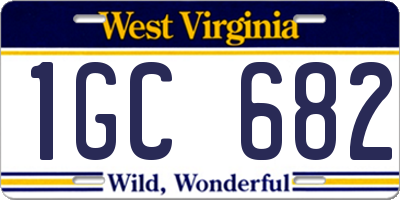 WV license plate 1GC682