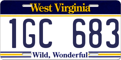 WV license plate 1GC683