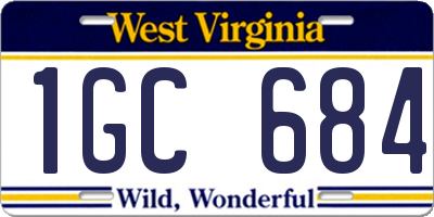 WV license plate 1GC684