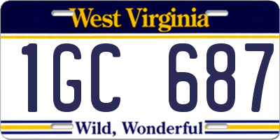 WV license plate 1GC687