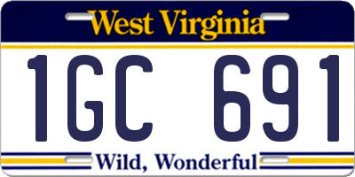 WV license plate 1GC691
