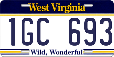 WV license plate 1GC693