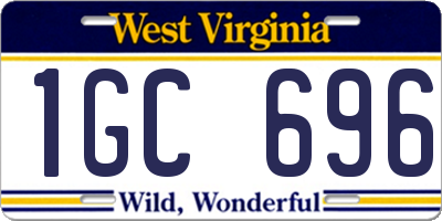 WV license plate 1GC696