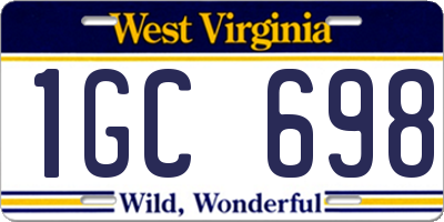WV license plate 1GC698