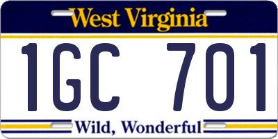 WV license plate 1GC701