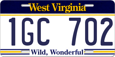 WV license plate 1GC702