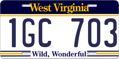 WV license plate 1GC703