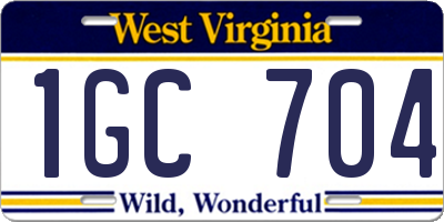 WV license plate 1GC704