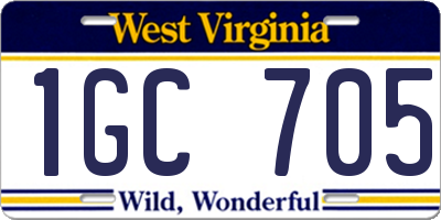 WV license plate 1GC705