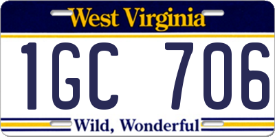 WV license plate 1GC706