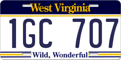 WV license plate 1GC707
