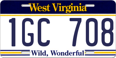 WV license plate 1GC708