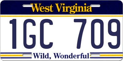 WV license plate 1GC709