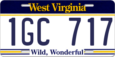 WV license plate 1GC717
