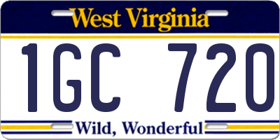 WV license plate 1GC720