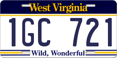 WV license plate 1GC721