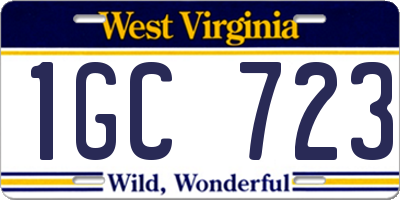 WV license plate 1GC723