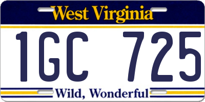WV license plate 1GC725