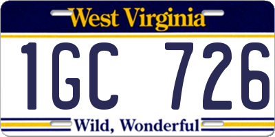 WV license plate 1GC726
