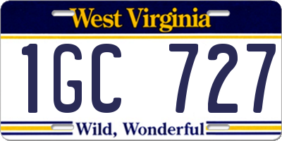 WV license plate 1GC727