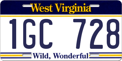 WV license plate 1GC728