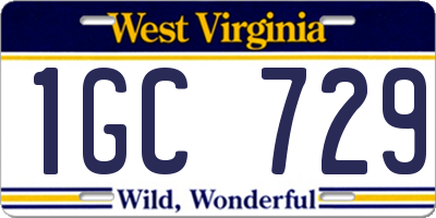 WV license plate 1GC729