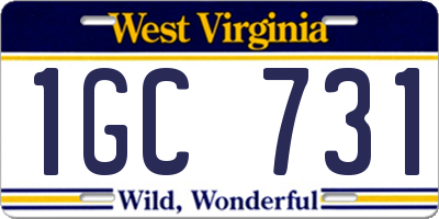 WV license plate 1GC731