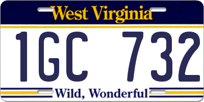 WV license plate 1GC732