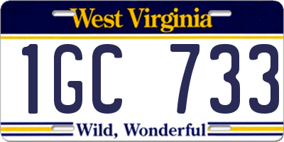 WV license plate 1GC733