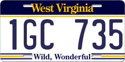WV license plate 1GC735