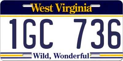 WV license plate 1GC736