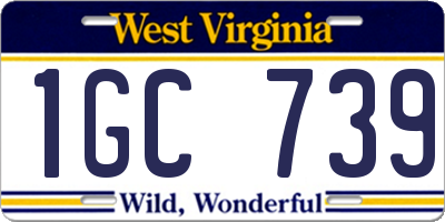 WV license plate 1GC739
