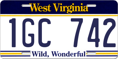 WV license plate 1GC742