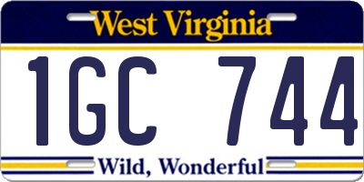 WV license plate 1GC744