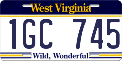 WV license plate 1GC745