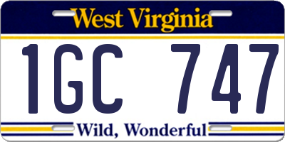 WV license plate 1GC747