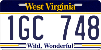 WV license plate 1GC748