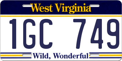 WV license plate 1GC749