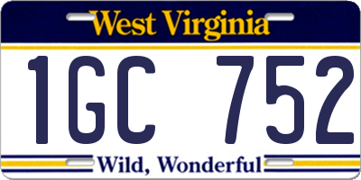 WV license plate 1GC752