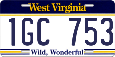 WV license plate 1GC753