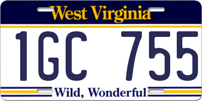 WV license plate 1GC755