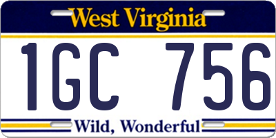 WV license plate 1GC756