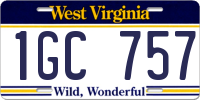 WV license plate 1GC757
