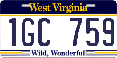 WV license plate 1GC759